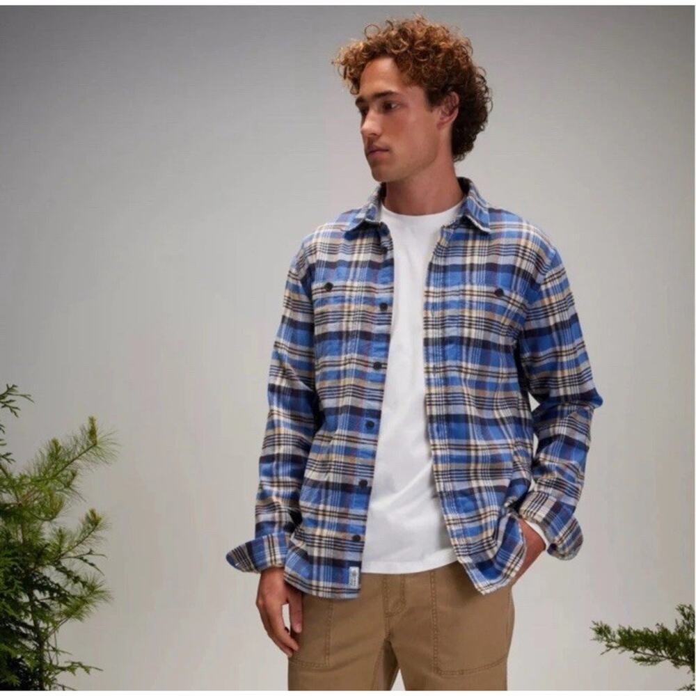 Alpine Design Men's Medium Hike Midweight Flannel (Blue/Clay Meadows Plaid) NEW